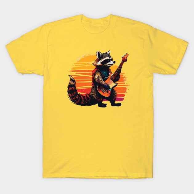 Raccoon Playing Guitar T-Shirt by remixer2020